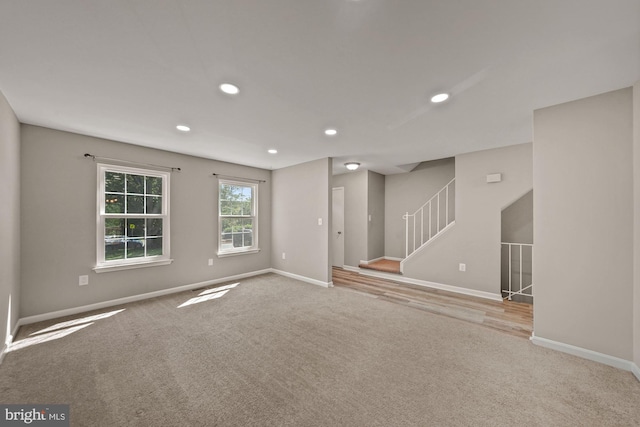 3924 Collis Oak Ct, Fairfax, VA 22033 - empty room with baseboards, stairs, recessed lighting, and carpet flooring