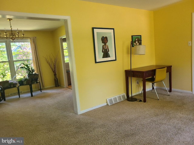 302 Old Lancaster Rd, Devon, PA 19333 - hall with carpet, a chandelier, and baseboards