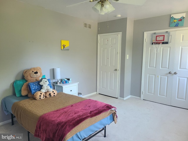 302 Old Lancaster Rd, Devon, PA 19333 - bedroom featuring light colored carpet, baseboards, a ceiling fan, and a closet