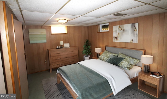 4801 Oxbow Rd, Rockville, MD 20852 - bedroom with a drop ceiling and wooden walls