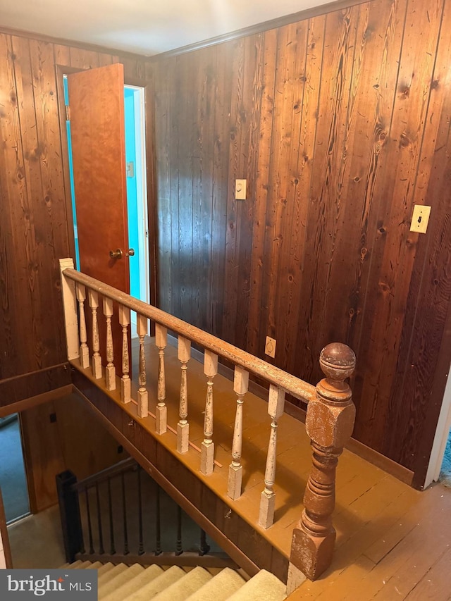 81 Hollering Hill Rd, Camden Wyoming, DE 19934 - stairway with wooden walls and wood finished floors