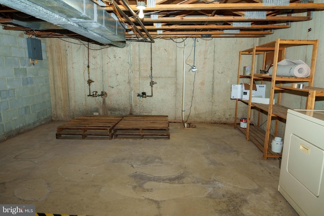 355 Norris Hall Ln Unit 355, Jeffersonville, PA 19403 - unfinished below grade area featuring washer / dryer and electric panel