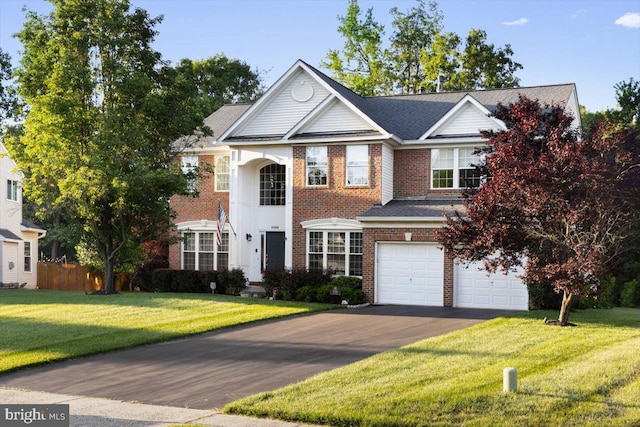 9308 Eagle Ct, Manassas Park, VA 20111 - view of front of home with a garage, driveway, brick siding, and a front lawn