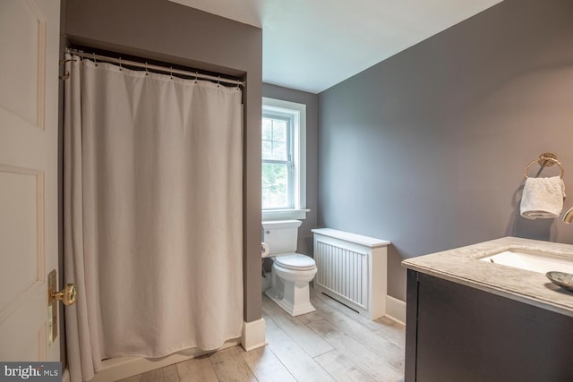 448 Old Dublin Pike, Doylestown, PA 18901 - full bath with toilet, wood finished floors, vanity, baseboards, and a shower with curtain