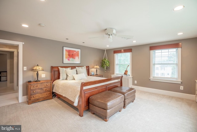 448 Old Dublin Pike, Doylestown, PA 18901 - bedroom featuring light colored carpet, recessed lighting, baseboards, and a ceiling fan
