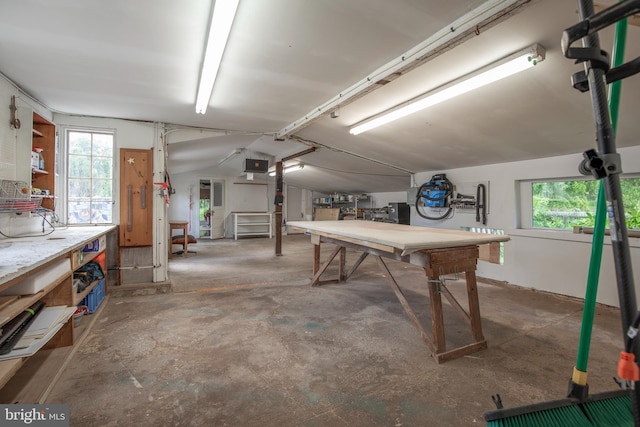 448 Old Dublin Pike, Doylestown, PA 18901 - recreation room with plenty of natural light, a workshop area, and unfinished concrete flooring