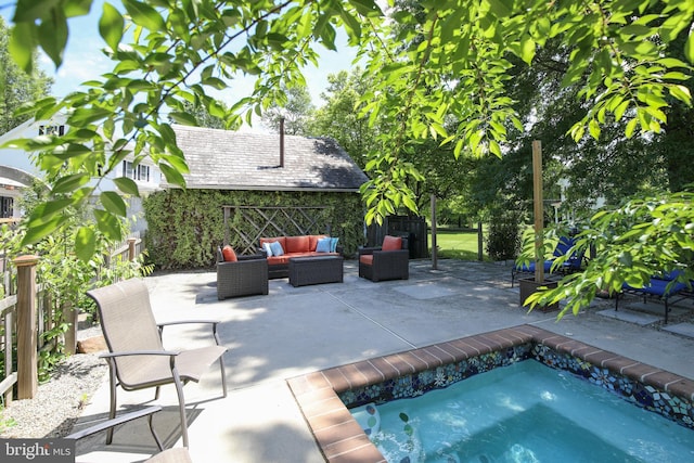 448 Old Dublin Pike, Doylestown, PA 18901 - view of swimming pool featuring outdoor lounge area, a patio, and a fenced backyard