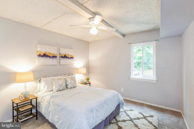11833 Shire Ct Unit 12C, Reston, VA 20191 - carpeted bedroom with a textured ceiling, baseboards, and a ceiling fan