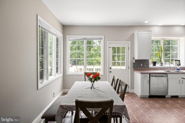 34905 Gidney Ct, Round Hill, VA 20141 - dining space featuring baseboards, recessed lighting, and dark tile patterned flooring