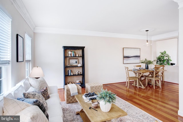 2505 Basin View Ln, Woodbridge, VA 22191 - living room with wood finished floors, ornamental molding, and baseboards