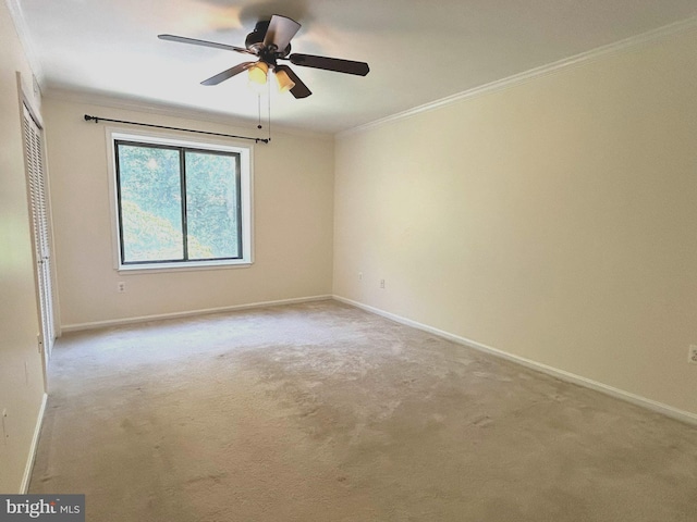 9717 Kings Crown Ct Unit 201, Fairfax, VA 22031 - carpeted spare room featuring crown molding, a ceiling fan, and baseboards