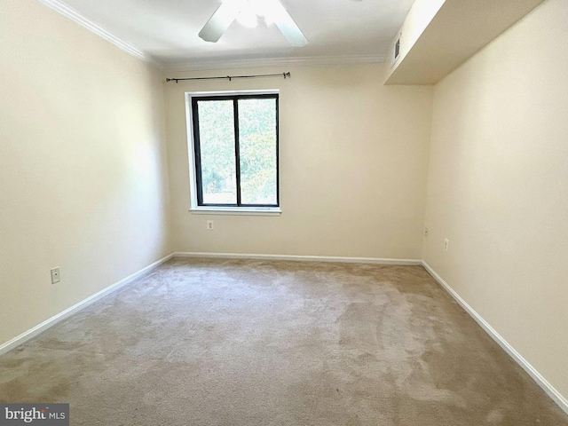 9717 Kings Crown Ct Unit 201, Fairfax, VA 22031 - empty room with crown molding, carpet floors, ceiling fan, and baseboards
