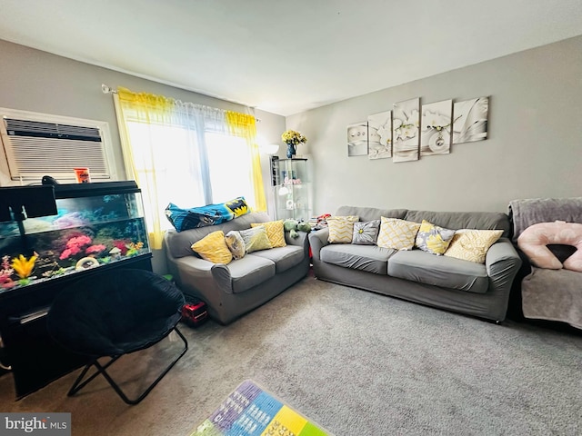 413 S Andrews Ave, Glenolden, PA 19036 - living room featuring carpet flooring and a wall mounted air conditioner