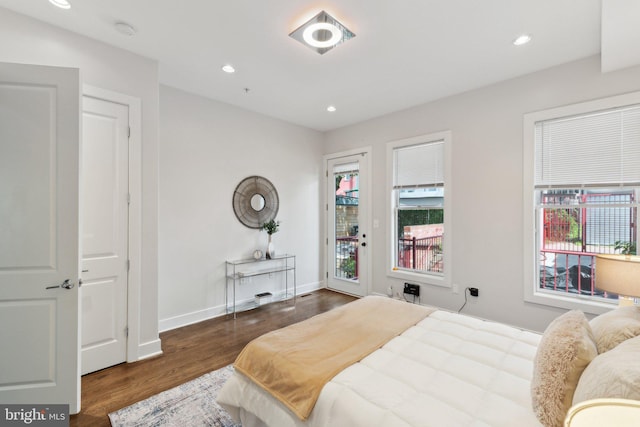 652 L St NE Unit 1, Washington, DC 20002 - bedroom with wood finished floors, access to outside, baseboards, and recessed lighting