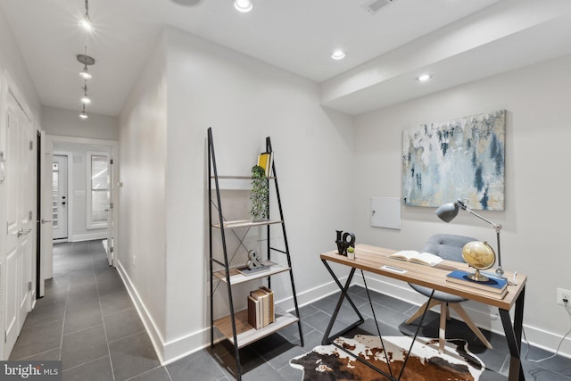 652 L St NE Unit 1, Washington, DC 20002 - office with dark tile patterned flooring, recessed lighting, and baseboards