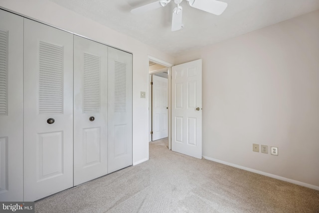19256 Misty Meadow Ter, Germantown, MD 20874 - unfurnished bedroom with carpet floors, a closet, baseboards, and ceiling fan