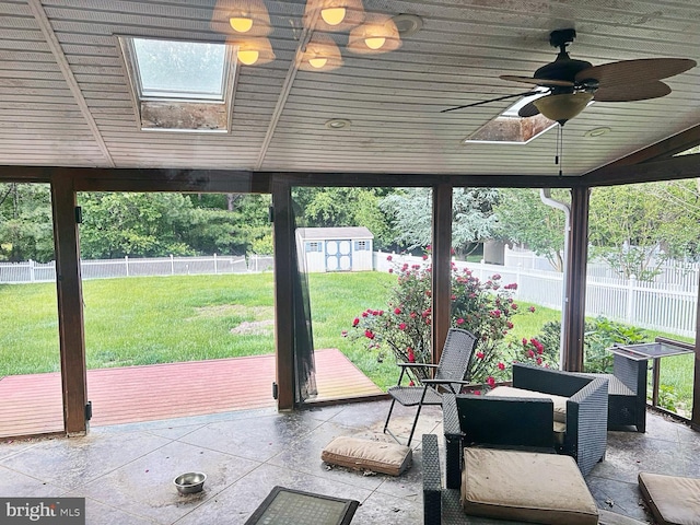 169 Fieldbrook Dr, Magnolia, DE 19962 - sunroom / solarium featuring a skylight and ceiling fan