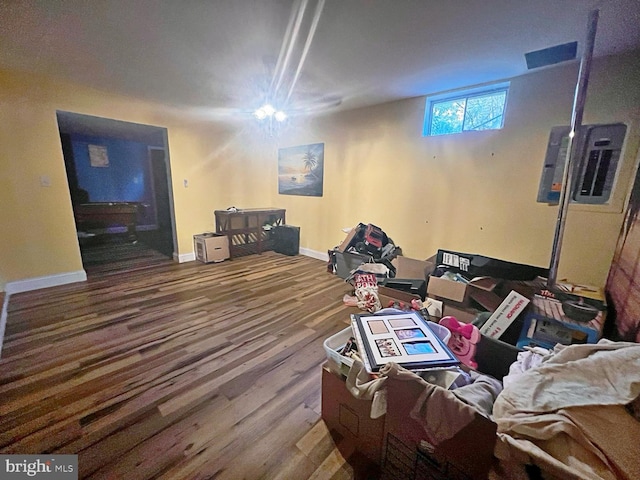 169 Fieldbrook Dr, Magnolia, DE 19962 - below grade area with wood finished floors, baseboards, and electric panel