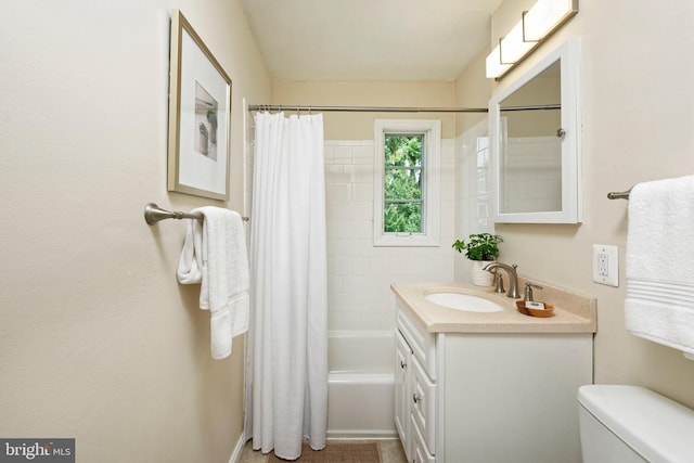 417 Gibbon St, Alexandria, VA 22314 - full bath with vanity, toilet, and shower / bath combination with curtain
