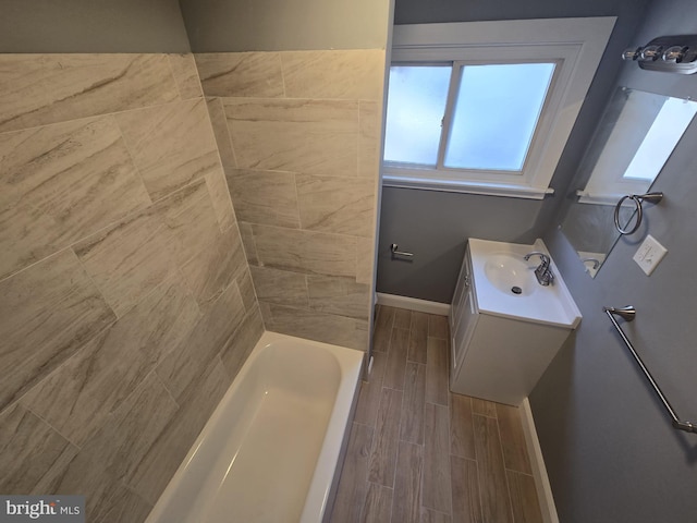 1361 Park Blvd, Camden, NJ 08103 - full bathroom featuring vanity, wood tiled floors, and shower / bath combination