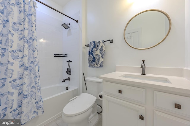 15634 Calum Ct, Haymarket, VA 20169 - full bath with shower / bath combo, vanity, toilet, and tile patterned floors