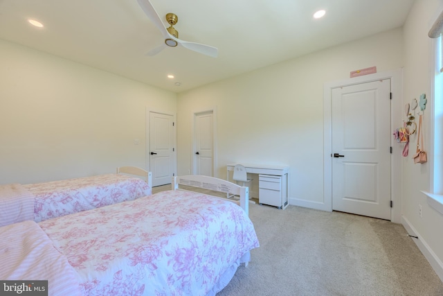 15634 Calum Ct, Haymarket, VA 20169 - bedroom featuring light carpet, recessed lighting, a ceiling fan, and baseboards