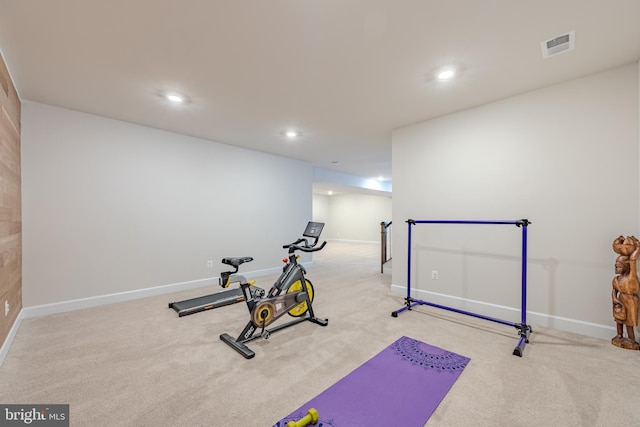 15634 Calum Ct, Haymarket, VA 20169 - exercise room with carpet floors, baseboards, and recessed lighting