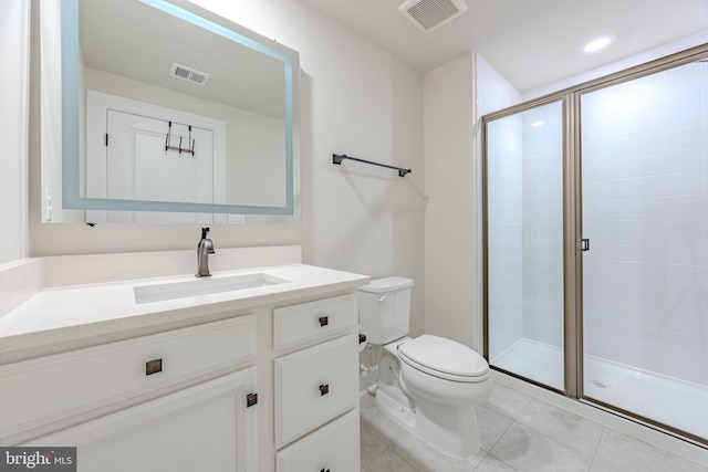 15634 Calum Ct, Haymarket, VA 20169 - full bathroom with vanity, toilet, a stall shower, and tile patterned flooring