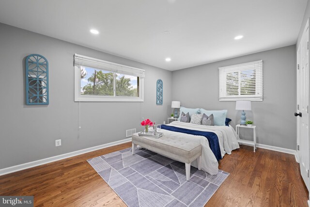 3408 Croydon Rd, Gwynn Oak, MD 21207 - bedroom with wood finished floors, baseboards, and recessed lighting
