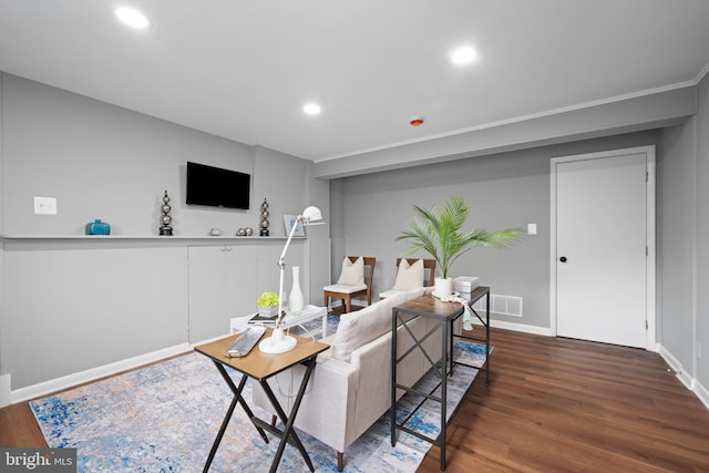 3408 Croydon Rd, Gwynn Oak, MD 21207 - living area with wood finished floors, baseboards, and recessed lighting