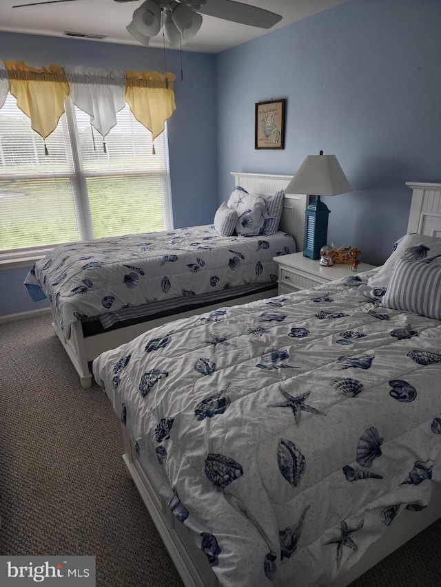 37484 Pettinaro Dr Unit 8300, Ocean View, DE 19970 - bedroom featuring carpet, multiple windows, and ceiling fan