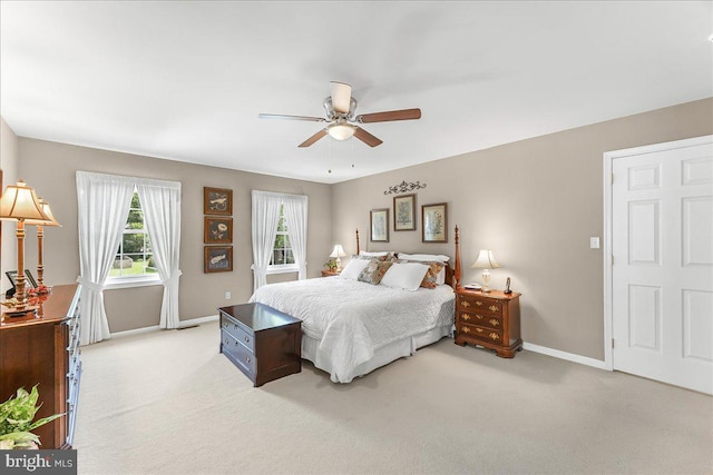 614 Timber Wood Blvd, Newark, DE 19702 - bedroom with baseboards, light colored carpet, and a ceiling fan