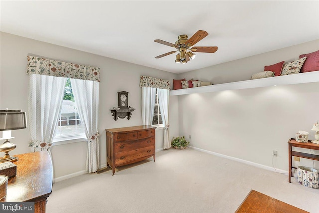 614 Timber Wood Blvd, Newark, DE 19702 - sitting room featuring carpet flooring, baseboards, and a ceiling fan