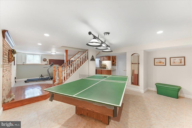 614 Timber Wood Blvd, Newark, DE 19702 - rec room featuring recessed lighting, baseboards, and light tile patterned floors