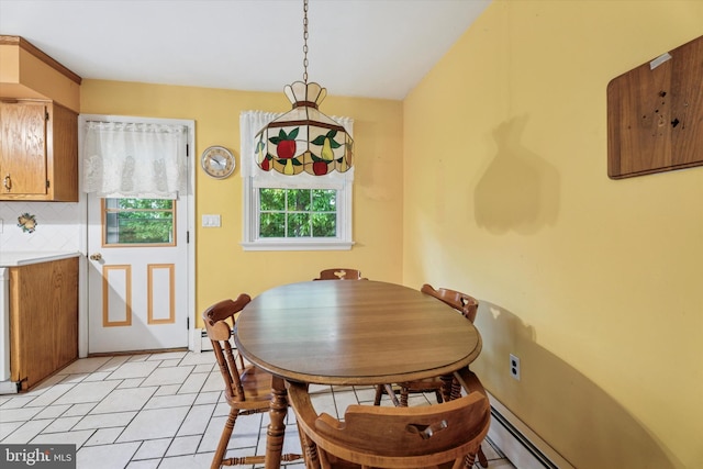 711 Pikeland Ave, Spring City, PA 19475 - dining area with a baseboard heating unit and light tile patterned flooring