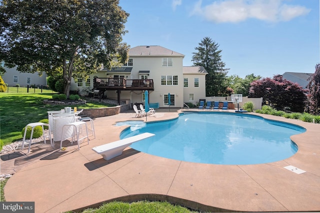 1224 Highland Dr, Orefield, PA 18069 - outdoor pool with a diving board, a deck, and a patio
