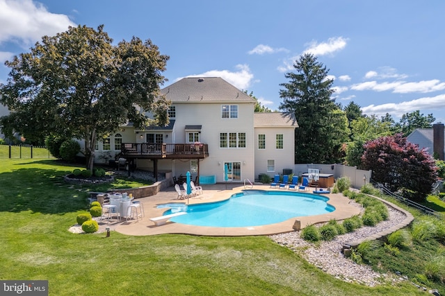 1224 Highland Dr, Orefield, PA 18069 - back of house with a wooden deck, a patio, and an outdoor pool