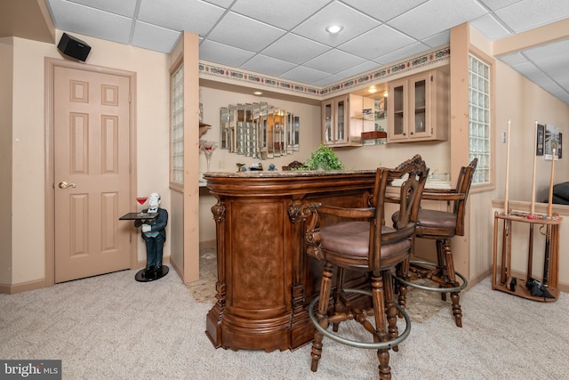 1224 Highland Dr, Orefield, PA 18069 - indoor dry bar featuring carpet floors, a drop ceiling, and baseboards