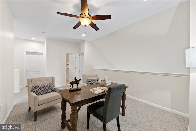 44324 Stableford Sq, Ashburn, VA 20147 - carpeted dining area featuring a ceiling fan, baseboards, and recessed lighting