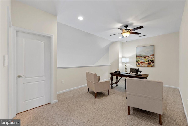 44324 Stableford Sq, Ashburn, VA 20147 - office space featuring carpet floors, ceiling fan, baseboards, recessed lighting, and vaulted ceiling