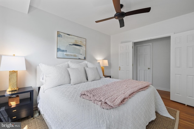 3 Russell Rd Unit 3B, Alexandria, VA 22301 - bedroom featuring wood finished floors and ceiling fan