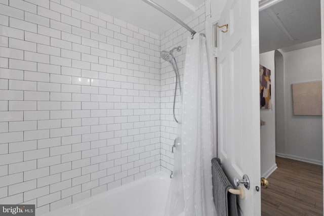 3 Russell Rd Unit 3B, Alexandria, VA 22301 - full bath with shower / tub combo, wood finished floors, and radiator