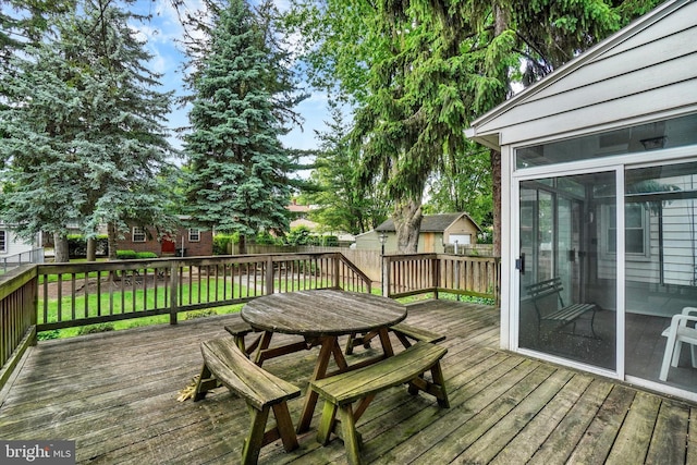 827 Pennsylvania Ave, York, PA 17404 - deck featuring a sunroom, a fenced backyard, and outdoor dining space