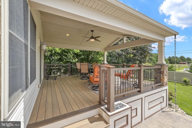 6133 Jennifer Ln, Spring Grove, PA 17362 - wooden terrace featuring ceiling fan