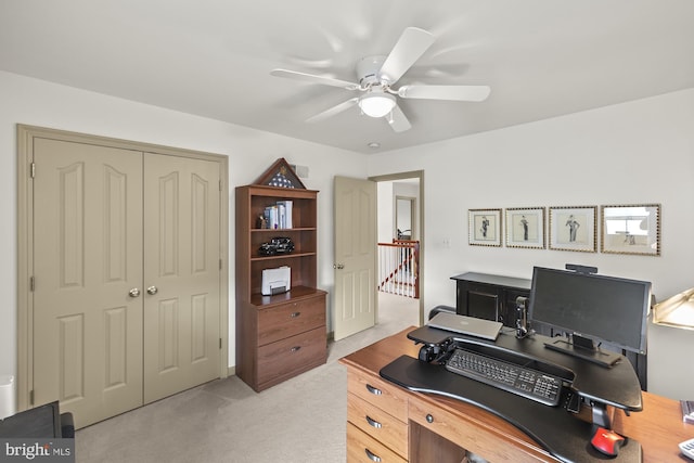 6133 Jennifer Ln, Spring Grove, PA 17362 - home office featuring a ceiling fan and light carpet
