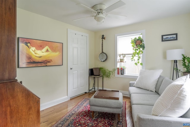 304 NW 11th St, Charlottesville, VA 22903 - living room with ceiling fan, wood finished floors, and baseboards