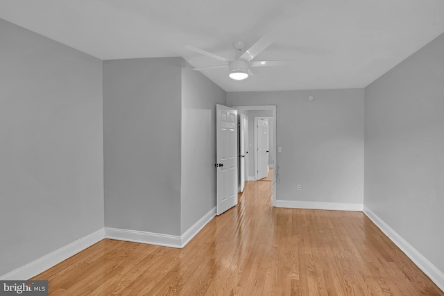4316 9th St NW, Washington, DC 20011 - empty room with baseboards, light wood-type flooring, and a ceiling fan