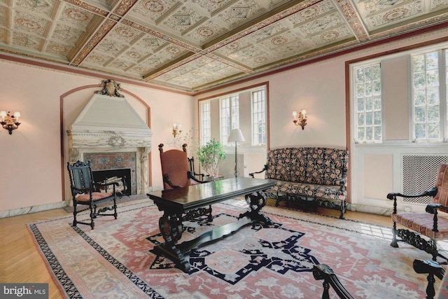 1901 Wyoming Ave NW Unit 40, Washington, DC 20009 - office space with healthy amount of natural light, crown molding, an ornate ceiling, and a fireplace