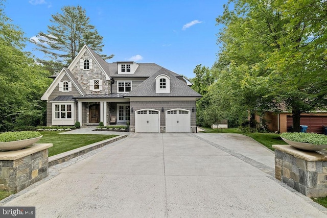 1601 E Ave, Mclean, VA 22101 - view of front of home with concrete driveway, a standing seam roof, a front lawn, metal roof, and a shingled roof