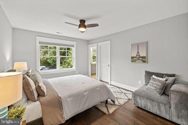 1601 E Ave, Mclean, VA 22101 - bedroom with wood finished floors, baseboards, and a ceiling fan